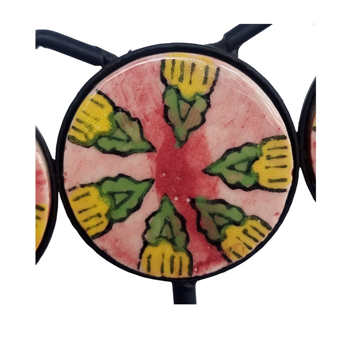 Hand Painted Ceramic Iron Wall 4 Hooks Key Hangers