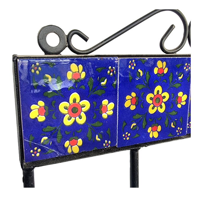 Blue Ceramic Tiles Iron Key Hanger
