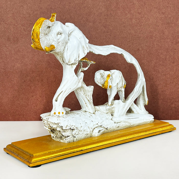 White Resin Elephant Sculpture by Diwam Handicrafts