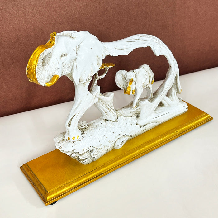 White Resin Elephant Sculpture by Diwam Handicrafts