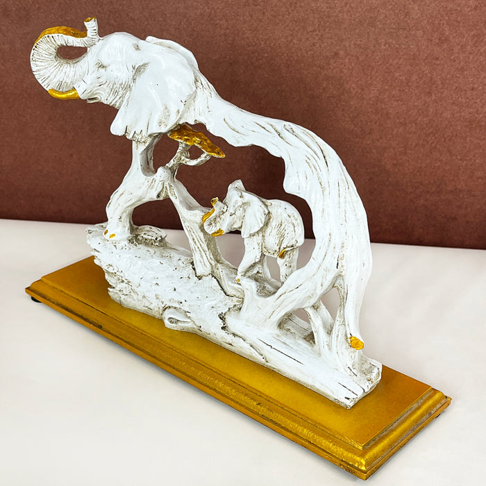 White Resin Elephant Sculpture by Diwam Handicrafts