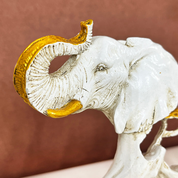 White Resin Elephant Sculpture by Diwam Handicrafts