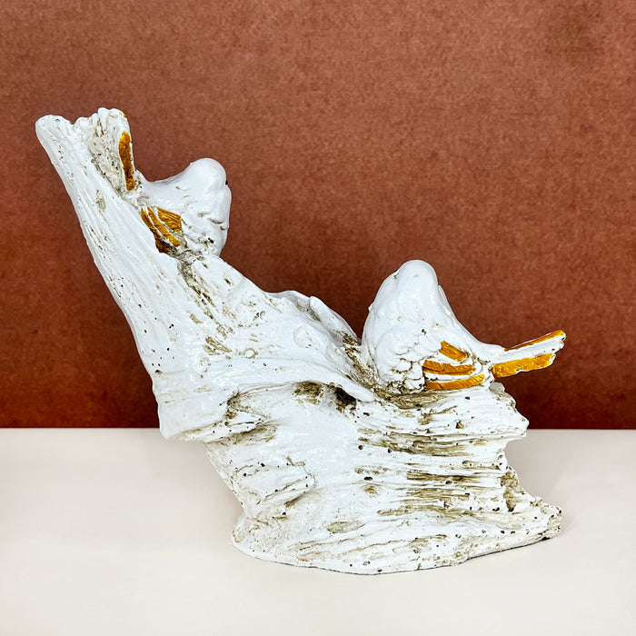 White & Gold Bird Resin Showpiece – Elegant Decorative Figurine