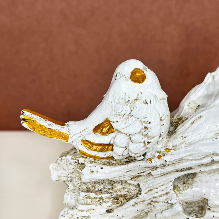 White & Gold Bird Resin Showpiece – Elegant Decorative Figurine