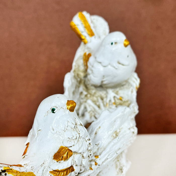 White & Gold Bird Resin Showpiece – Elegant Decorative Figurine
