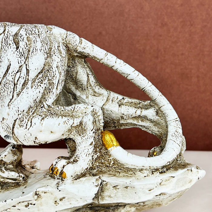 White Resin Tiger Statue Sculpture – Handcrafted Wildlife Decor by Diwam Handicrafts