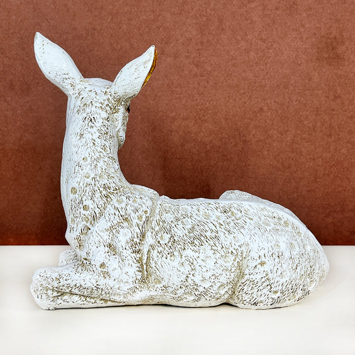 White Resin Deer Sculpture by Diwam Handicrafts