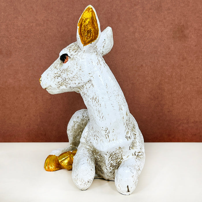 White Resin Deer Sculpture by Diwam Handicrafts