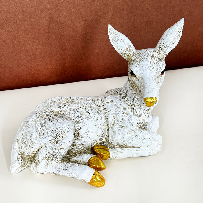 White Resin Deer Sculpture by Diwam Handicrafts