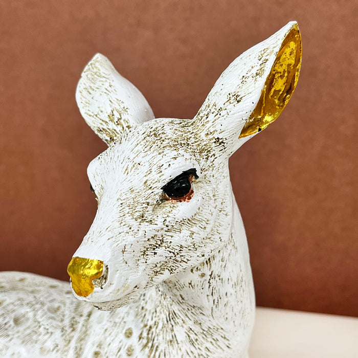 White Resin Deer Sculpture by Diwam Handicrafts
