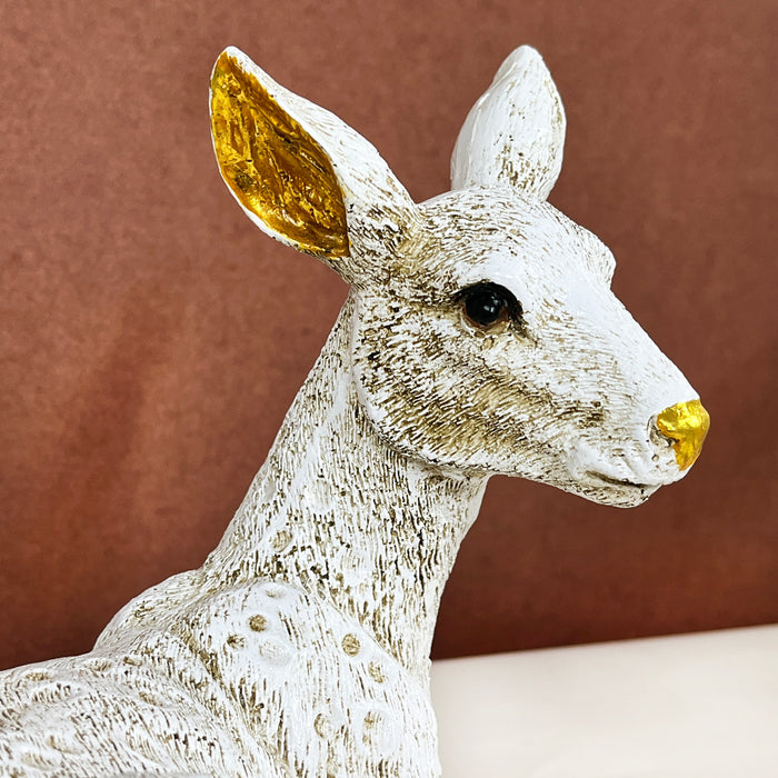 White Resin Deer Sculpture by Diwam Handicrafts