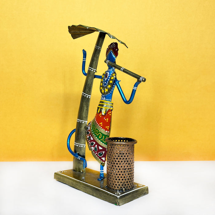 Krishna Ji Handpainted Metal Pen Stand/Holder Stand | Pen holder