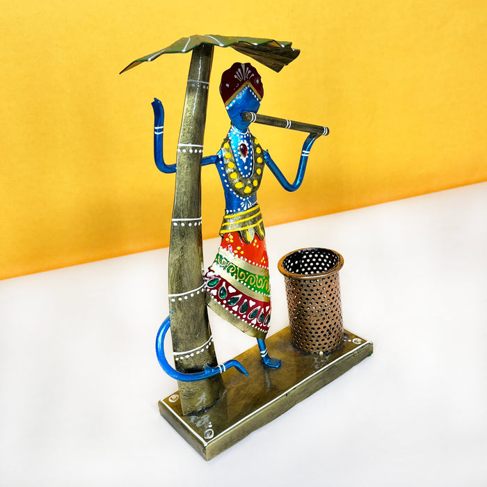 Krishna Ji Handpainted Metal Pen Stand/Holder Stand | Pen holder