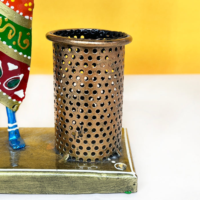 Krishna Ji Handpainted Metal Pen Stand/Holder Stand | Pen holder