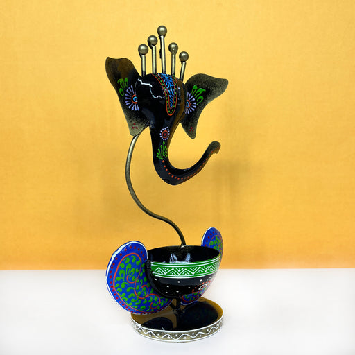 Metal Ganesha Tea Light Candle Holder Showpiece