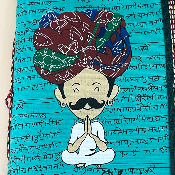 Handmade Cotton Paper Diary with Rajasthani Print & Cultural Khamma Ghani Text