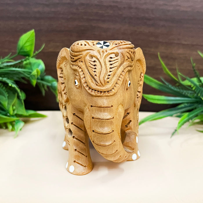 Wooden Elephant Figure-A Handmade Indian Jali Painting