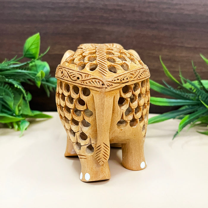 Wooden Elephant Figure-A Handmade Indian Jali Painting