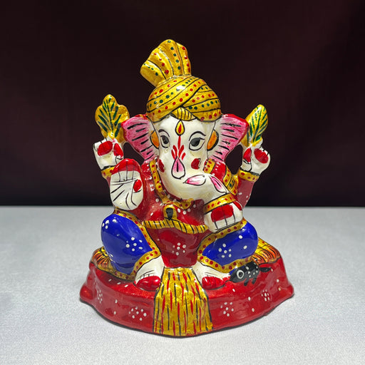 Handpainted Metal Pagdi Ganesha Idol