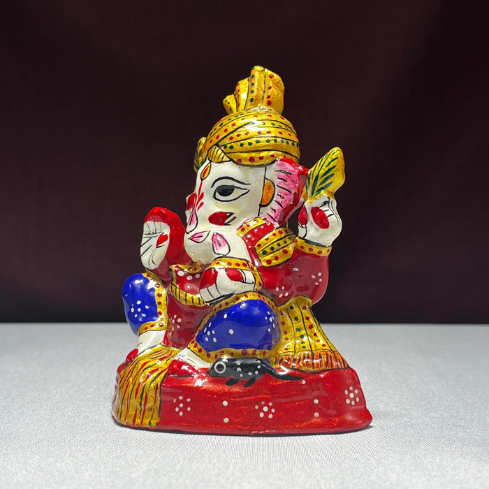 Handpainted Metal Pagdi Ganesha Idol
