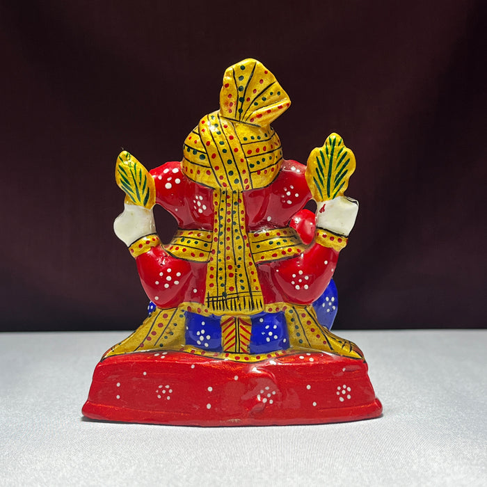 Handpainted Metal Pagdi Ganesha Idol
