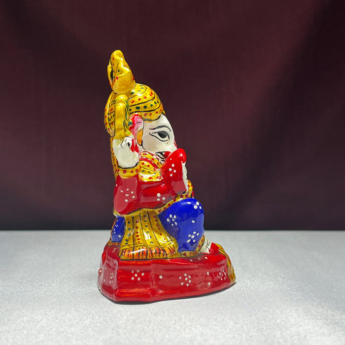 Handpainted Metal Pagdi Ganesha Idol