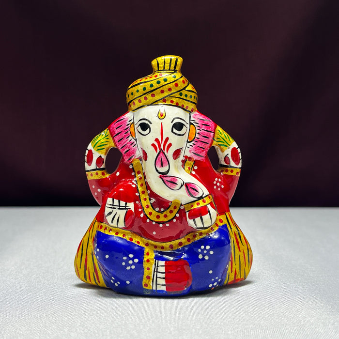 Metal Handpaited Ganesha Idol for Temple Decor & Home Decor