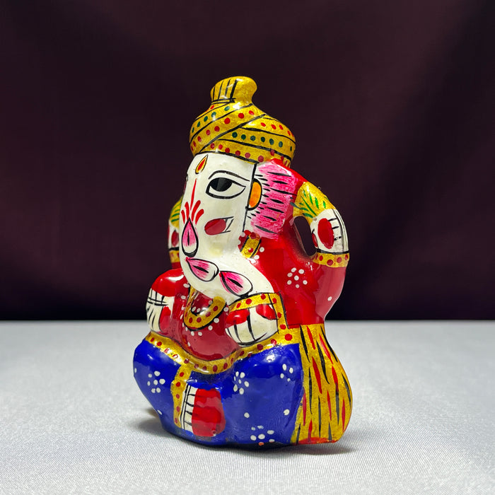 Metal Handpaited Ganesha Idol for Temple Decor & Home Decor