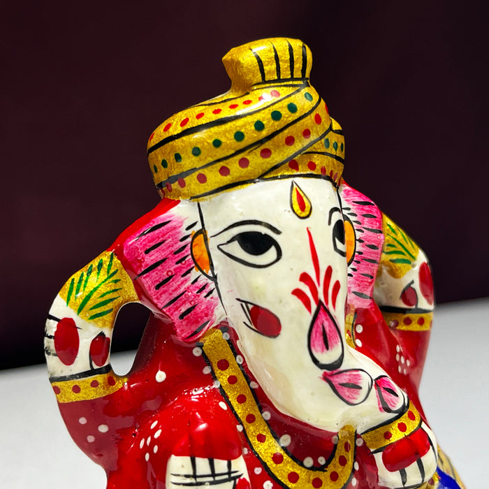 Metal Handpaited Ganesha Idol for Temple Decor & Home Decor