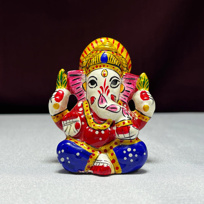 Handcrafted Metal Mukut Ganesh Sculpture