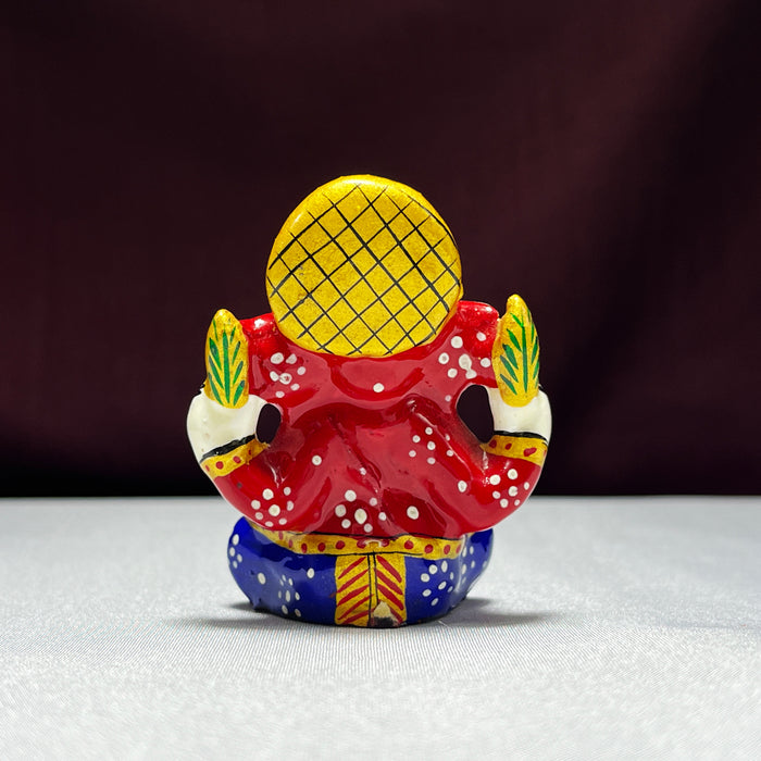 Handcrafted Metal Mukut Ganesh Sculpture