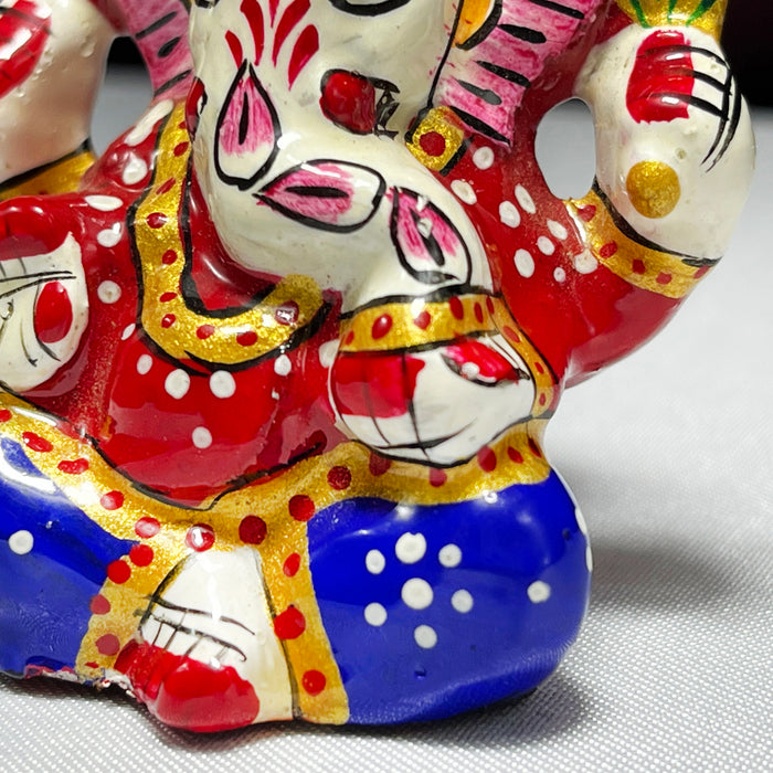 Handcrafted Metal Mukut Ganesh Sculpture