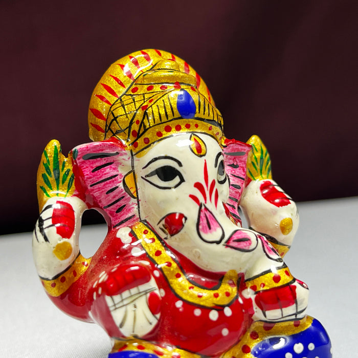 Handcrafted Metal Mukut Ganesh Sculpture