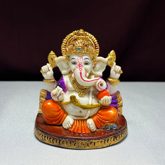 Handmade Resin Sitting Ganesh Statue for Temple Decor