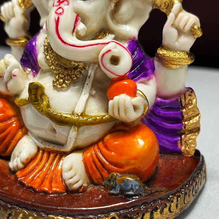 Handmade Resin Sitting Ganesh Statue for Temple Decor