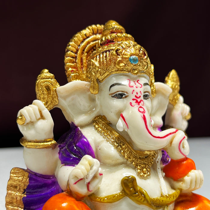 Handmade Resin Sitting Ganesh Statue for Temple Decor