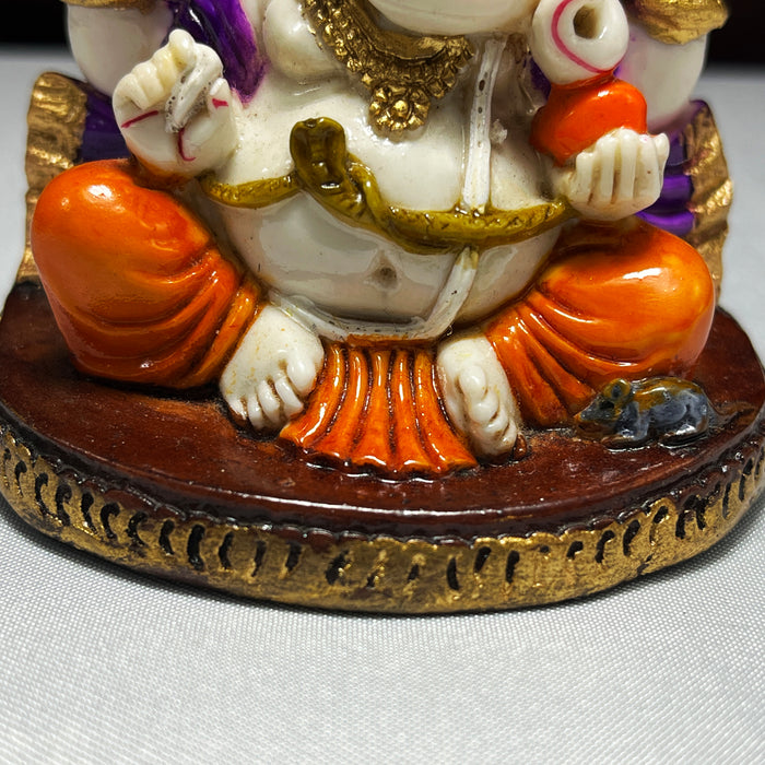 Handmade Resin Sitting Ganesh Statue for Temple Decor