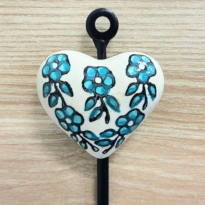 Floral Ceramic Key Holder with Iron Hook – Decorative