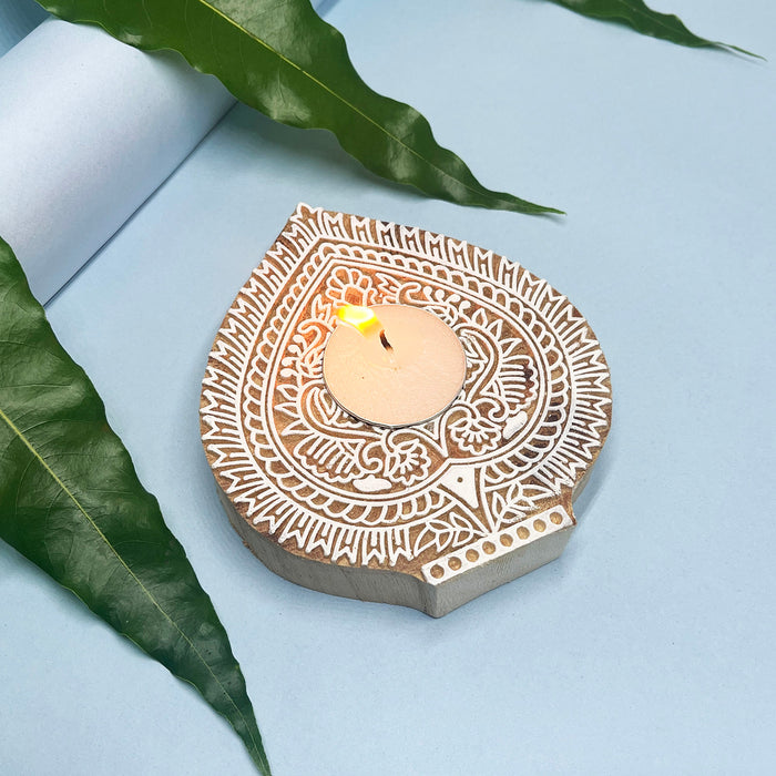 Artisan-crafted Kadamb wood candle holders for gifting