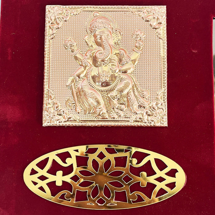Decorative Containers and a Velvet Dry Fruit Box with a Gold Lakshmi Plate