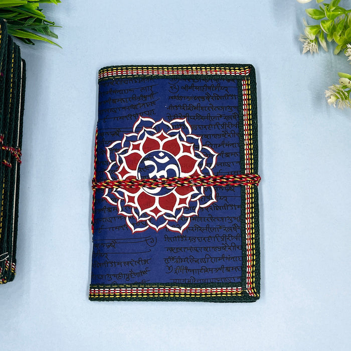 Blue Color Handmade Cotton Paper Diary with Om Symbol - Perfect for Meditation and Journaling