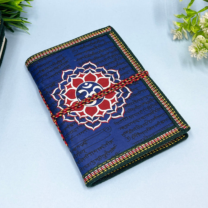 Blue Color Handmade Cotton Paper Diary with Om Symbol - Perfect for Meditation and Journaling