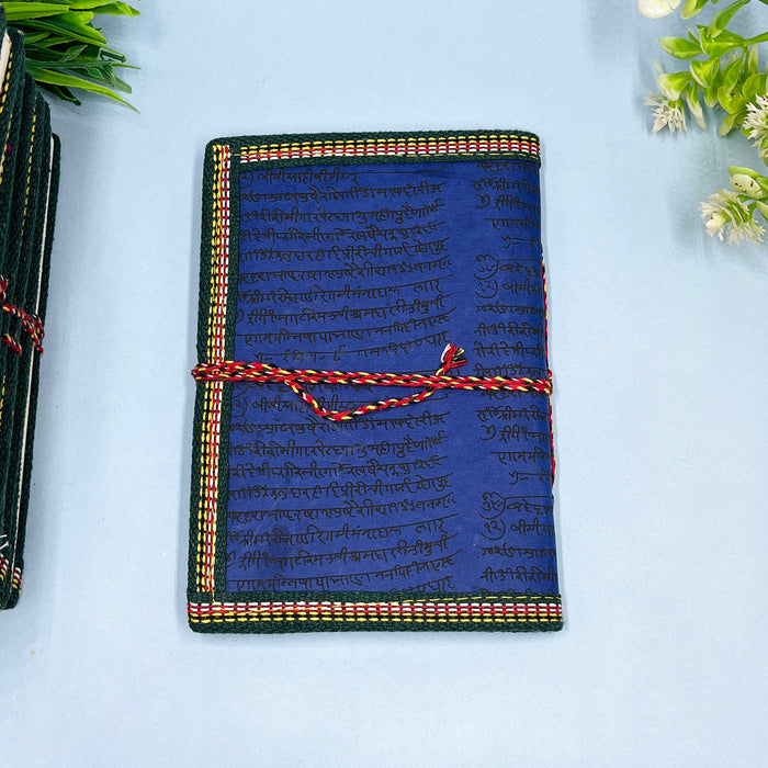 Blue Color Handmade Cotton Paper Diary with Om Symbol - Perfect for Meditation and Journaling