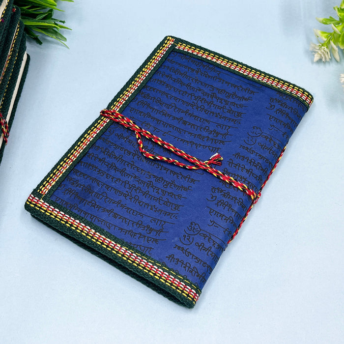 Blue Color Handmade Cotton Paper Diary with Om Symbol - Perfect for Meditation and Journaling