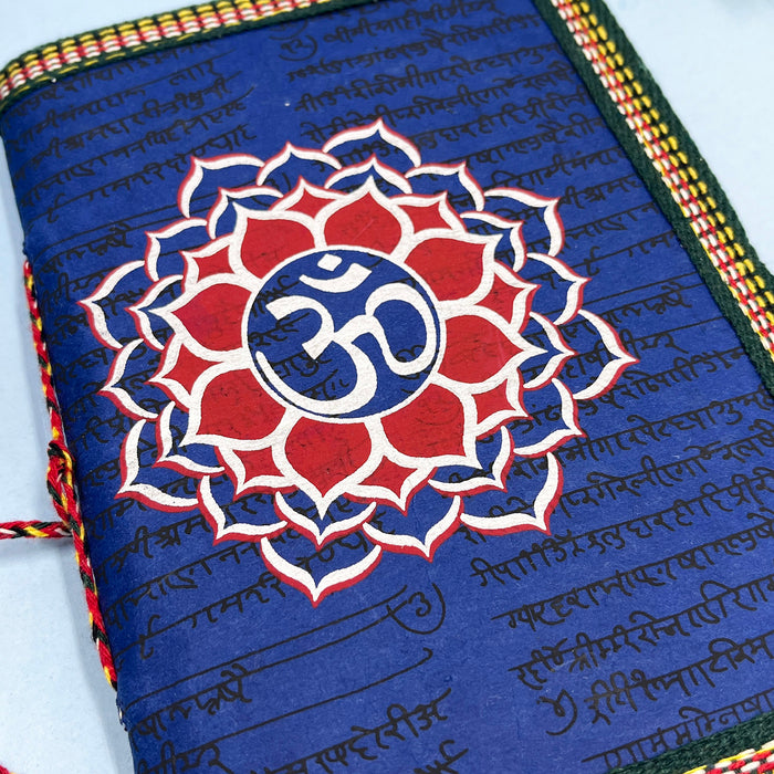 Blue Color Handmade Cotton Paper Diary with Om Symbol - Perfect for Meditation and Journaling