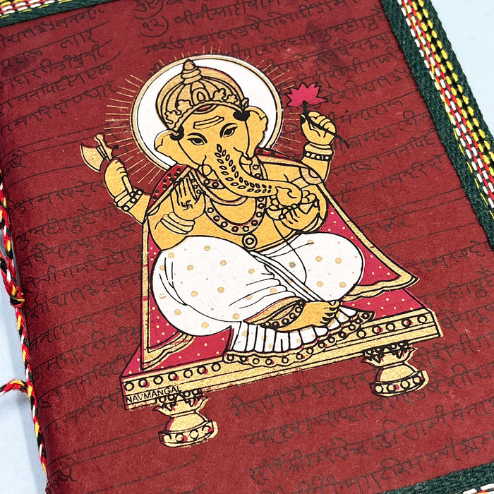 Handmade Cotton Paper Diary with Lord Ganesha Print | Journal for Writing & Gifting