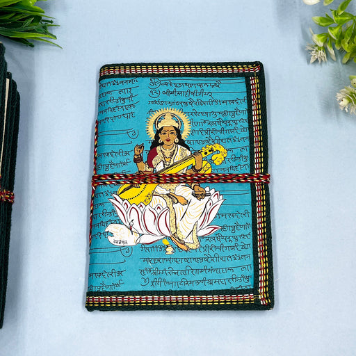 Handmade cotton paper diary with Goddess Saraswati print cover