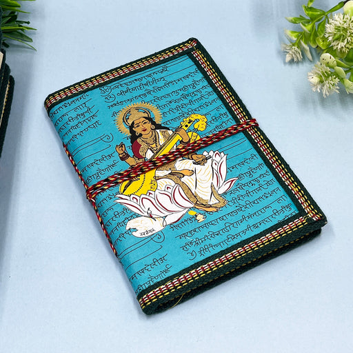 Hand-painted Saraswati design diary with eco-friendly cotton paper