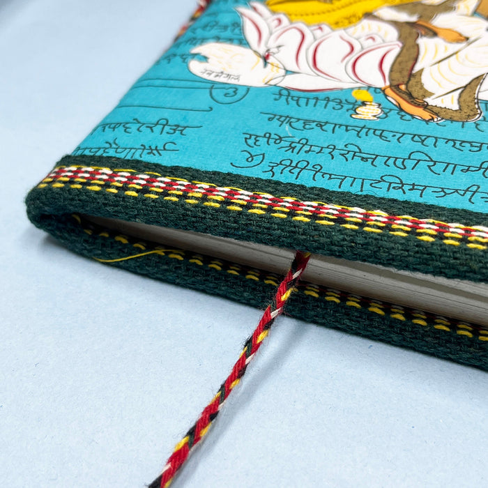 Spiritual hand-painted cotton paper diary with Goddess Saraswati illustration