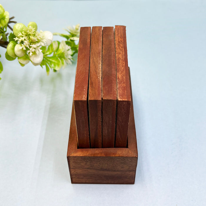 Unique Wooden Coaster Set with Colorful Stone Inlay